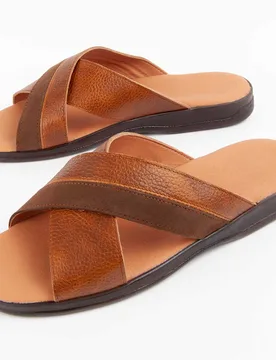 Mens Sandal Beira Brown Leather - Size Uk 8 - Purapiel - FashionsVida