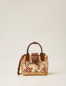 Sac à bandoulière en osier avec pochette