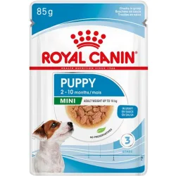 Comida húmeda para perros cachorros pequeños en salsa