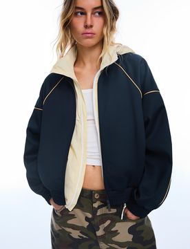 Veste Col Montant Contrastant M Marine