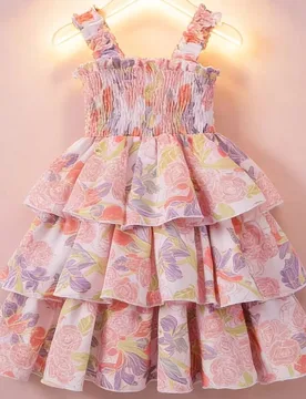 Vestido de tirantes con estampado floral nuevo para verano para niñas, vestido de capas de estilo pastel, moda juvenil, uso casual diario - Shein - FashionsVida