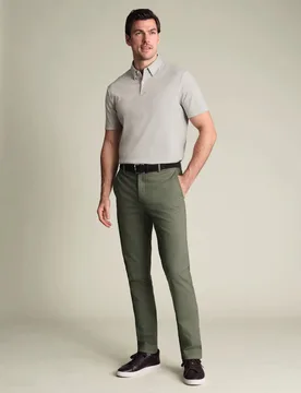 Slim Fit Chinos Sage male - Charles Tyrwhitt - FashionsVida