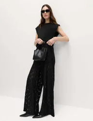 Lace Wide Leg Trousers Black female