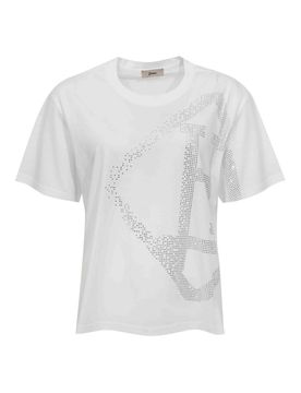 T-Shirt In Cotone Con Logo Glitter