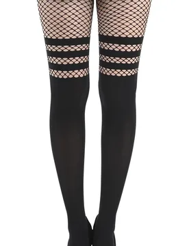 Gothic Strumpfhose - Fishnet - für Damen - Größe schwarz - Frauen - female - Pamela Mann - FashionsVida