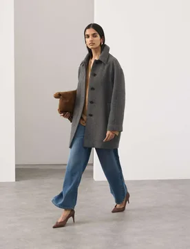Longline Car Coat with Wool Grey Mix female - Autograph - FashionsVida