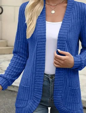 Nuevo Cárdigan de Punto Acanalado de unicolor Elegante Casual de Moda Primavera/Verano Deportes Otoño - Shein - FashionsVida