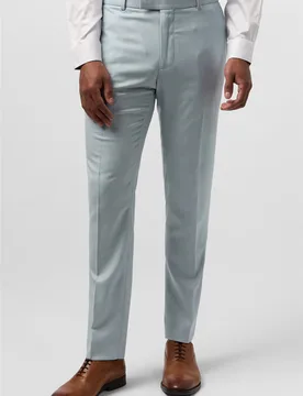 Mens Flat Fronted Slim Fit Suit Trousers In Pale Blue - Size 40 Regular - Antique Rogue - FashionsVida