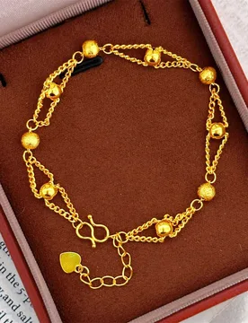K Gold‑Plated Stainless Steel Double Layer Beaded Bracelet Matte Ball S‑Hook Adjustable Women Fashion Wrist Jewelry Gift - Aliexpress - FashionsVida