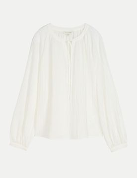 Bluse mit Bindeband Weiß 40