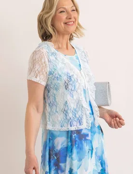 Ruffle Lace Cover Up - Ivory - Size: S - Anna Rose - FashionsVida