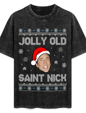 Jolly Old Saint Nick Nicolas Cage Christmas T-Shirt Streetwear Print Tee Shirt - Aliexpress - FashionsVida