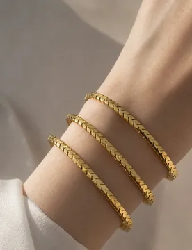 Gold Color Stainless Steel Herringbone Chain Bracelet Set for Women Layered Flat Stackable Jewelry Minimalist Gift Accessories - Aliexpress - FashionsVida