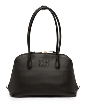 Softy Calfskin Embossed Logo Shoulder Bag - Miu Miu - FashionsVida