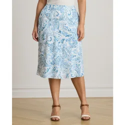 Falda midi con caída fluida y estampado