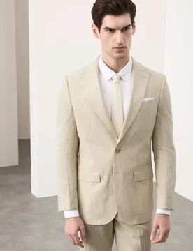 Tailored Fit Linen Rich Jacket Stone male - Autograph - FashionsVida