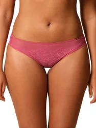 Womens Glossies Lace Brief - Pink Polyamide - Size X-Small