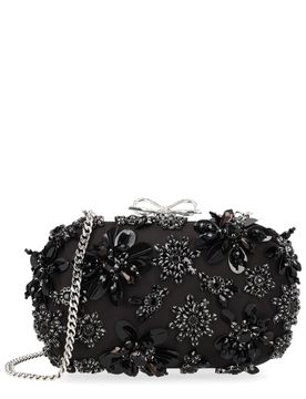 Satin Floral Crystal Clutch Bag