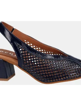Zapato salon peeptoes de mujer en piel charol marino troquelada - D'Chicas - FashionsVida