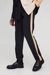 Herren Slim Fit Panel Maßgeschneiderte Hose Black Größe 32