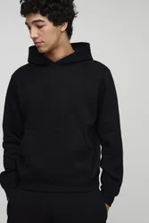 Herren Basic Boxy Kapuzenpullover Black Größe Large
