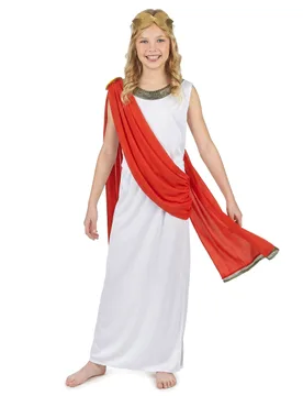 Römische Göttin-Kinderkostüm Antike weiss-rot-gold - KARNEVAL-MEGASTORE - FashionsVida