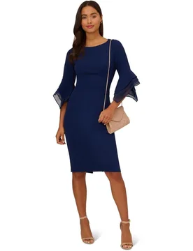 Vestido de punto de crepé con mangas escalonadas - Adrianna Papell - FashionsVida