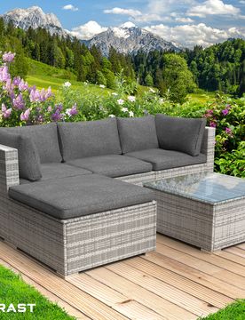 Polyrattan Garten Lounge Set ROYAL grau