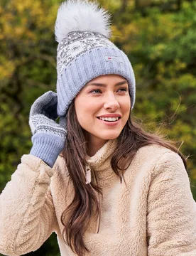Thinsulate Fairisle Womens Pom Pom Beanie - Grey - Grey - Size: ONE - Mountain Warehouse - FashionsVida