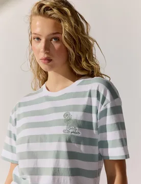 XXL Striped T-Shirt `Lemon` female - XXL - FashionsVida
