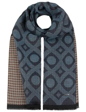 Two Patterns Cotton Scarf by - blue-grey - Size: One Size - Stetson - FashionsVida