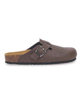 Sabot marrone con fibbia e sottopiede in pelle 32950 41