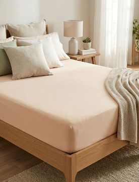 Lenzuolo in jersey di cotone con elastico - beige