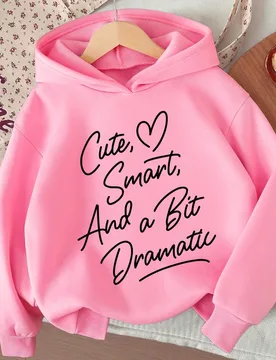 Sudadera cálida con estampado de letras para niñas jóvenes - Shein - FashionsVida