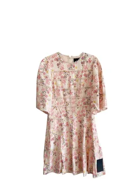 Pink Floral Lace Trimmed Short Dress - Needle & Thread - FashionsVida