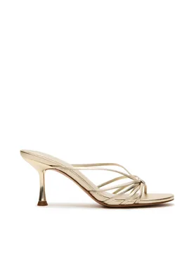 Edna Leather Strappy Kitten Heel Sandals Gold female - Steve madden - FashionsVida