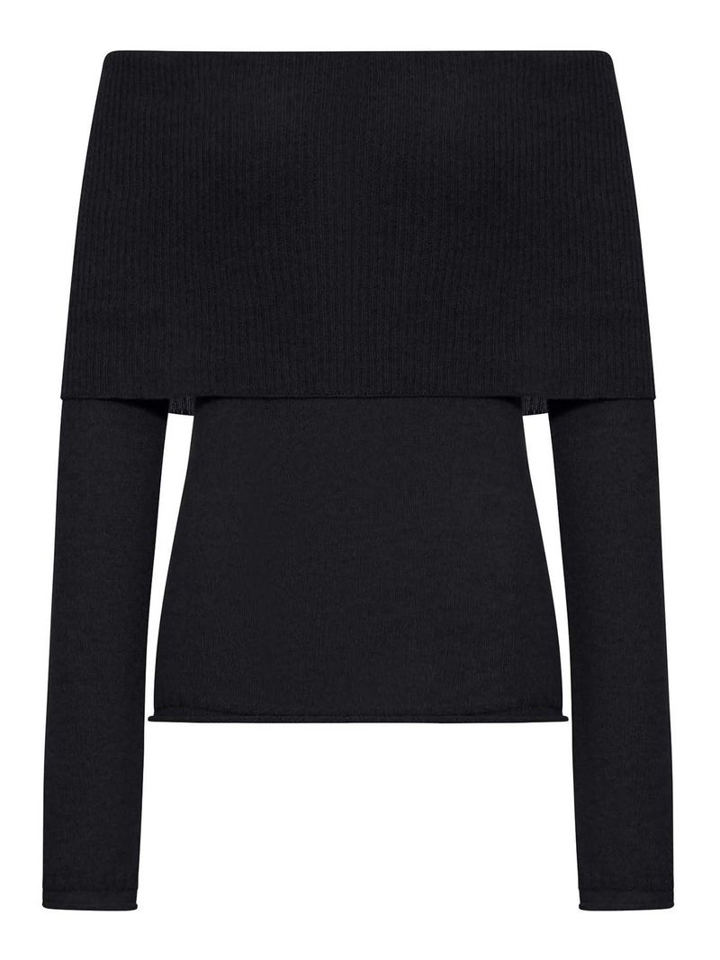 Maglione con scollo a barca a costine
