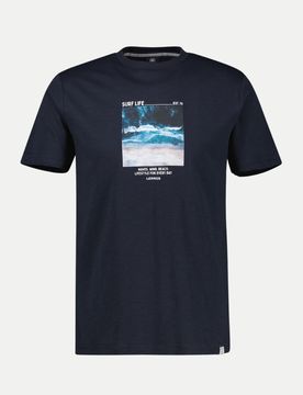 T-Shirt mit Surfer-Motiv-Print Blau XL