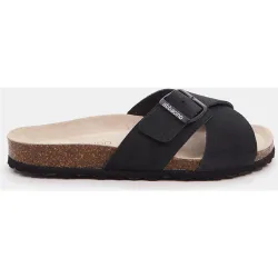 Sandalias planas de mujer cruzadas con hebilla