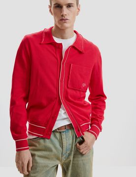 Pull fin à boutons, , Coton, Rouge, S