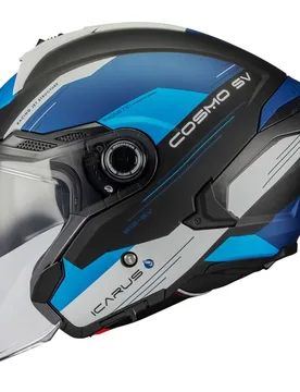 Casco Moto Jet COSMO SV ICARUS B7 Blu Bianco Nero taglia M - MT Helmets - FashionsVida