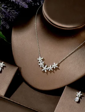 HIBRIDE Luxury Flower Pave Cubic Zirconia Necklace Earrings Jewelry Set For Women Bridal Wedding Accessories Jewelry N-1424 - Aliexpress - FashionsVida
