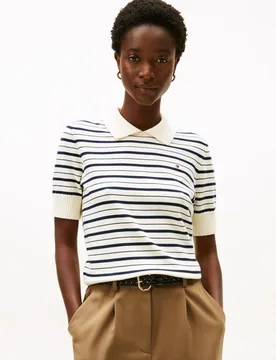 Jersey polo de mujer de manga corta a rayas - Tommy Hilfiger - FashionsVida