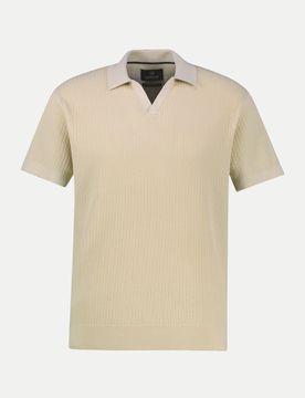 Poloshirt in Strickoptik Beige XL