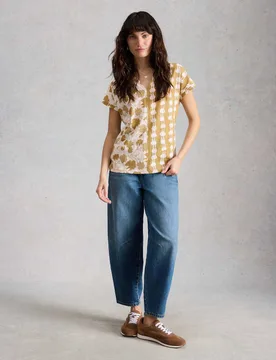 Pure Cotton Floral Print T-Shirt Green Mix female - White stuff - FashionsVida