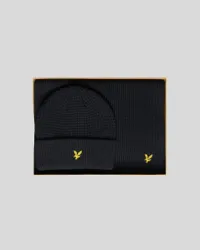 Men's Waffle Scarf and Beanie Set Dark Navy