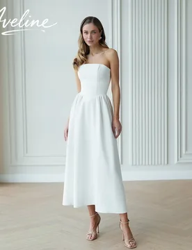 Simple Strapless Party Dress A-Line Wedding Dress Women 2026 Sleeveless свадебное платье Mid-Calf Vestidos De Novia Customized - Aliexpress - FashionsVida