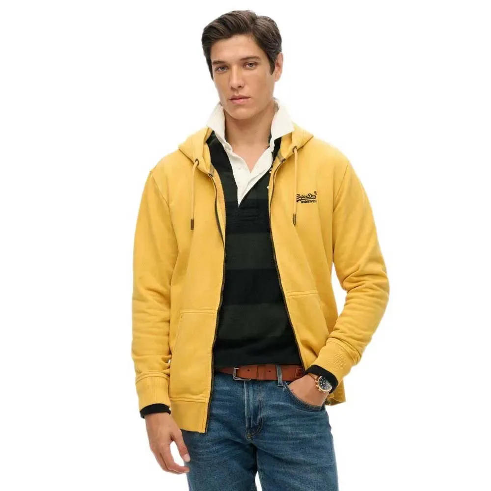 Felpa Con Zip Essential Logo Washed Washed Winter Gold XL - Superdry - FashionsVida