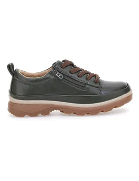 Scarpe basse verde scuro con zip laterale e suola carrarmato 9 36 - ALTEMBERG - FashionsVida