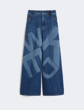 Jeans a gamba larga donna blu medio
